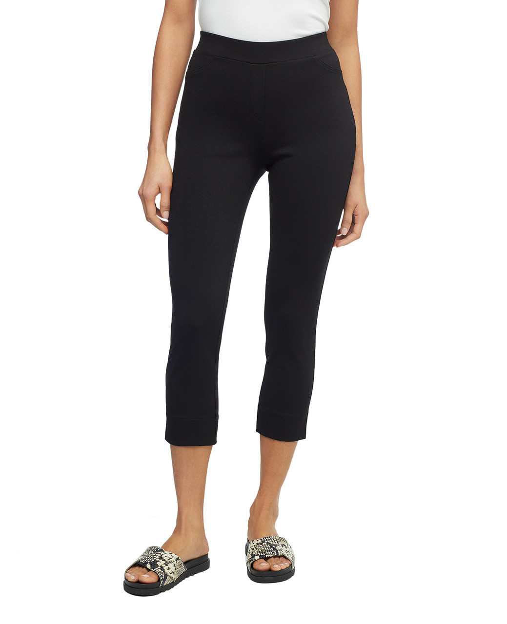 Womens black pull on cropped pants
