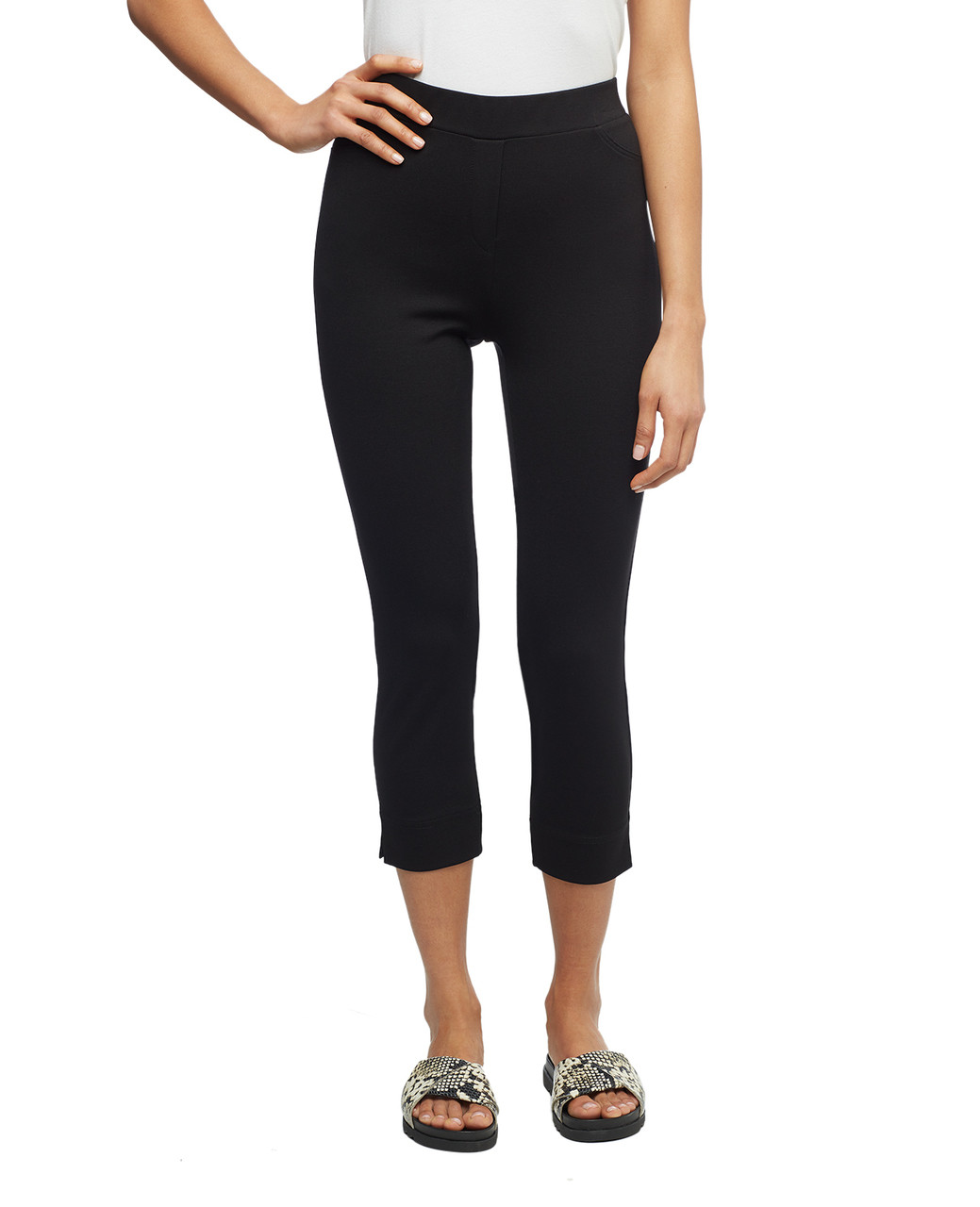Womens black pull on cropped pants