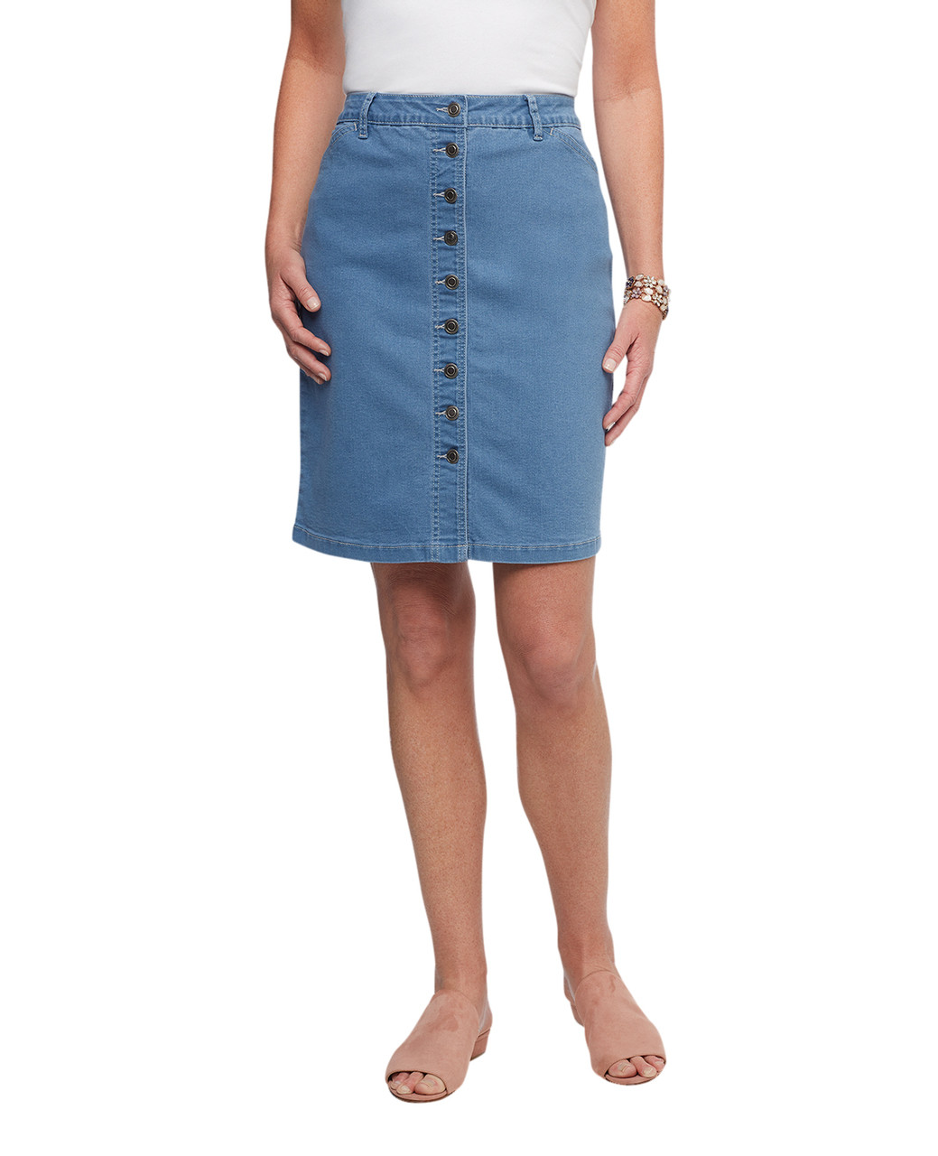 Womens light wash denim skirt