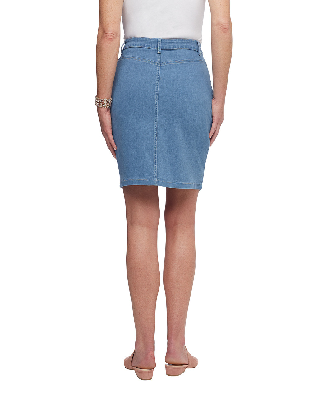 Womens light wash denim skirt