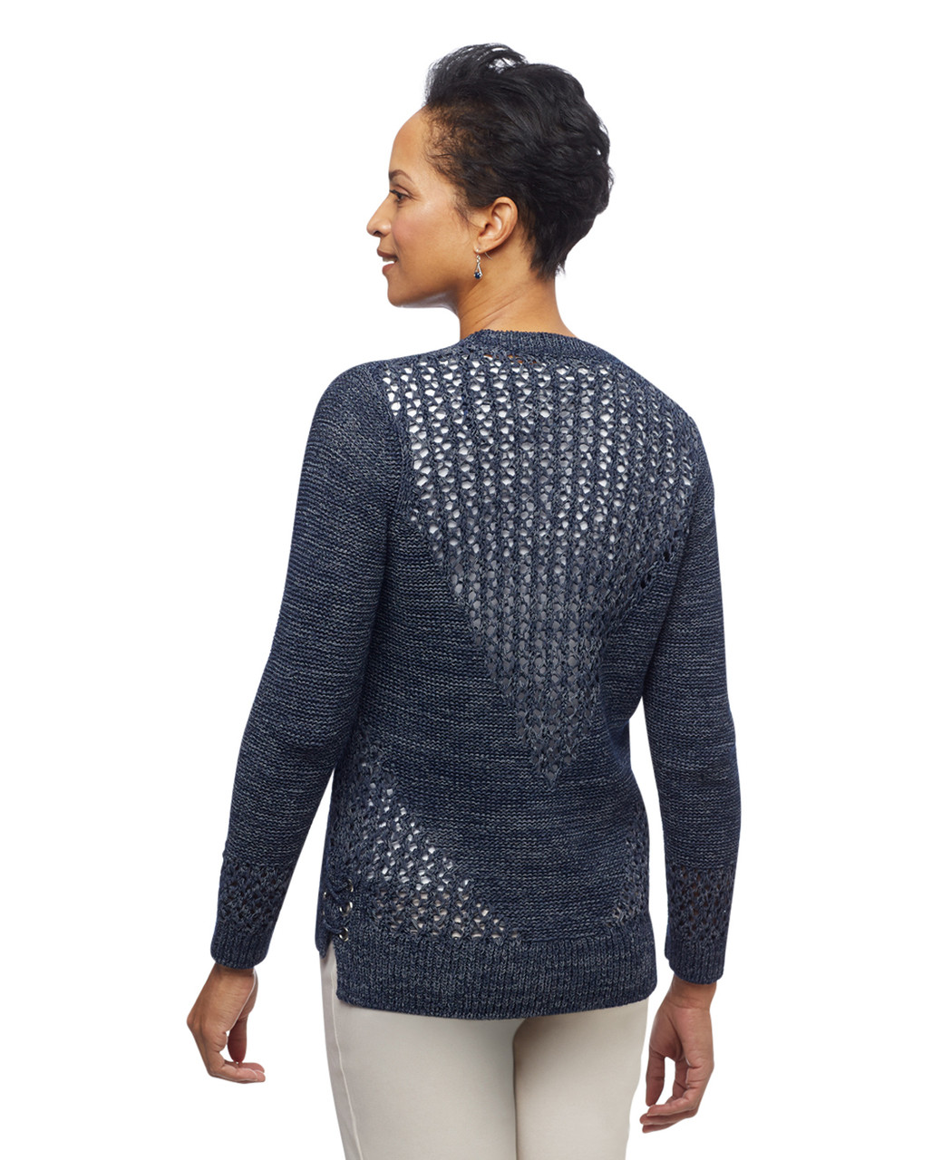 Womens grommet lace up cardi