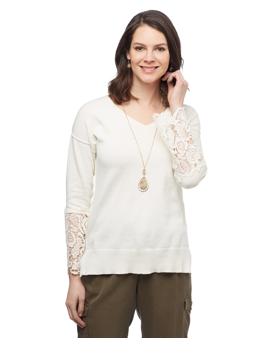 Women's vanilla crochet lightweight pullover spring sweater