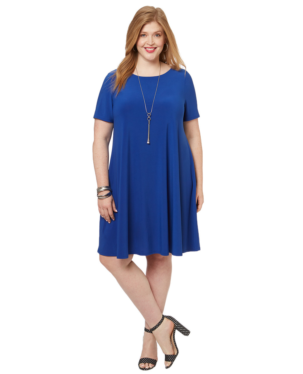 Women's PLUS Collection plus size short sleeve swing dress