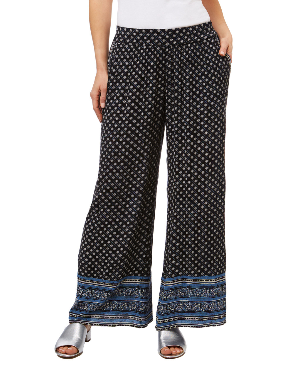 Women's wide leg palazzo pants with paisley print trip