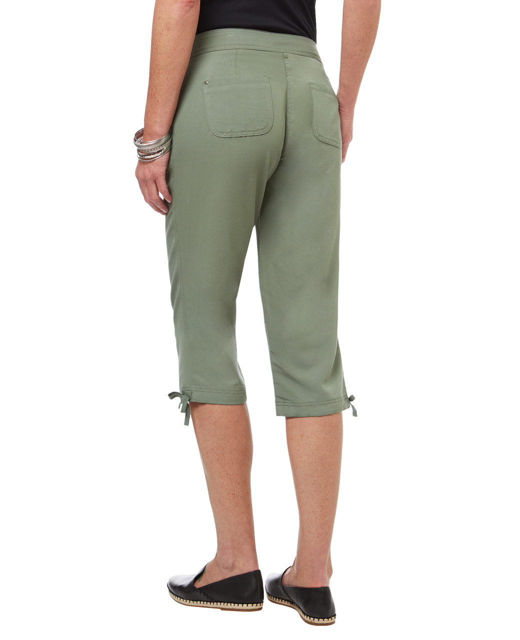 Women's capri cargo pants with tie bottom