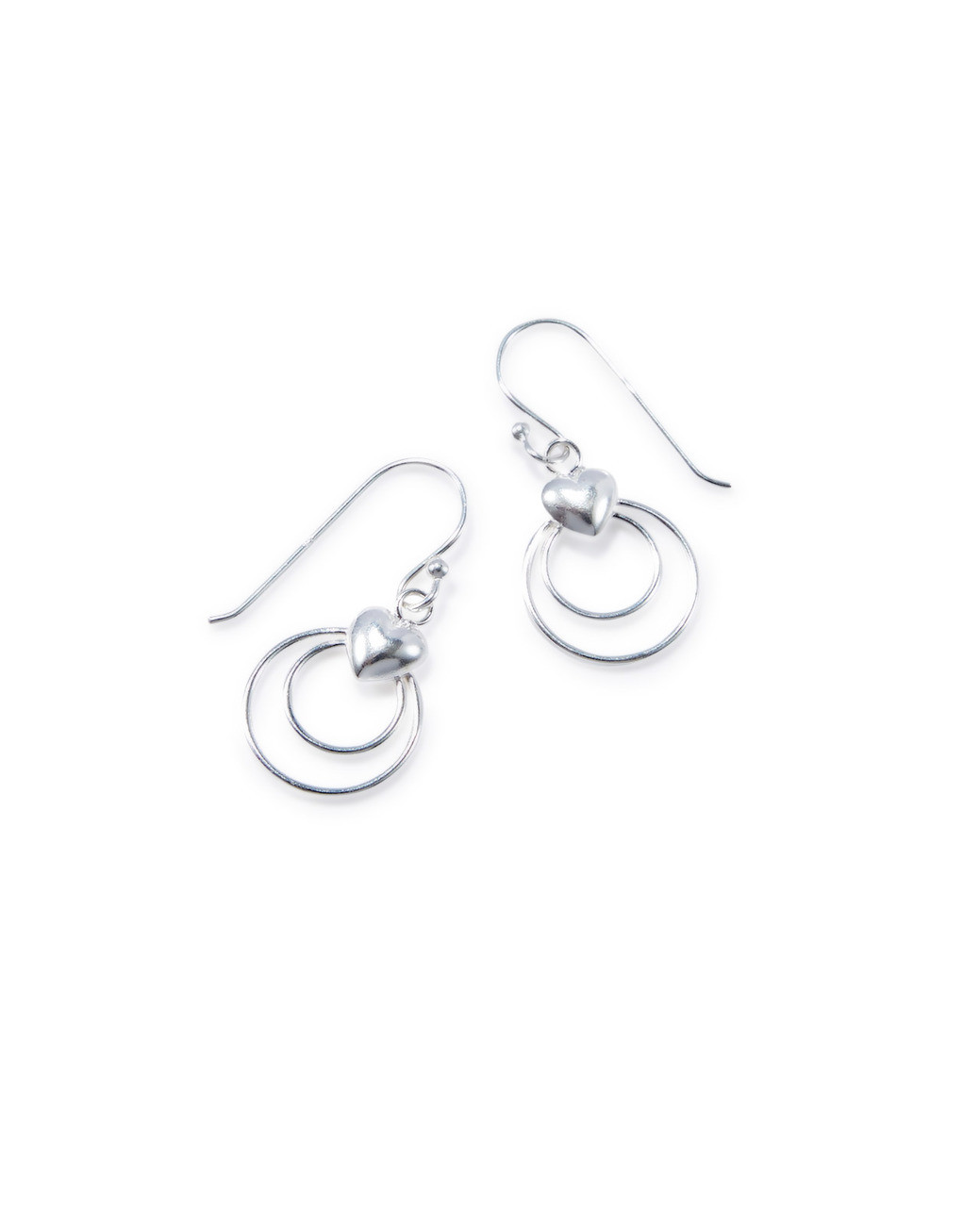 Women's sterling silver drop heart earrings