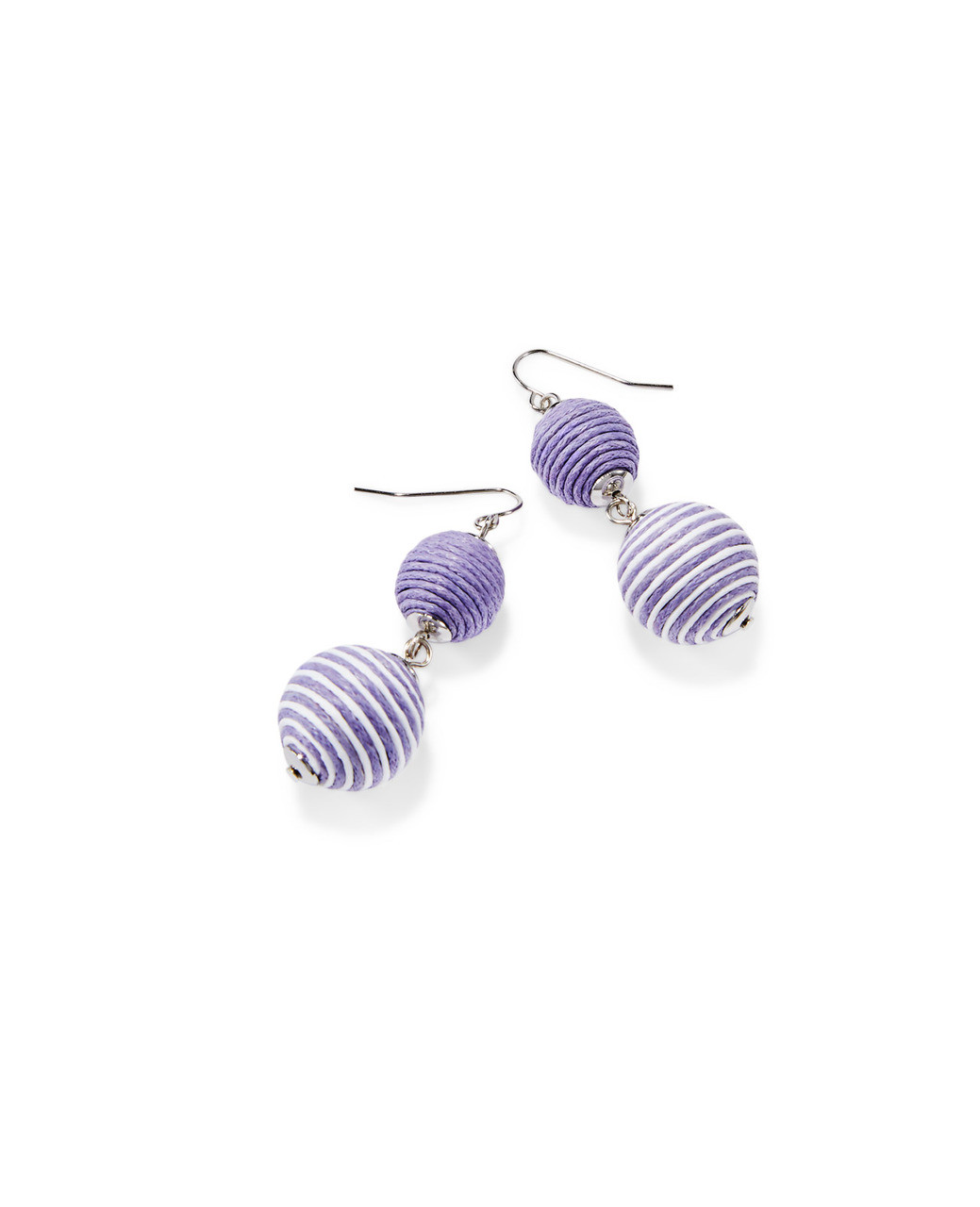 Women's lilac and silver ball drop earrings