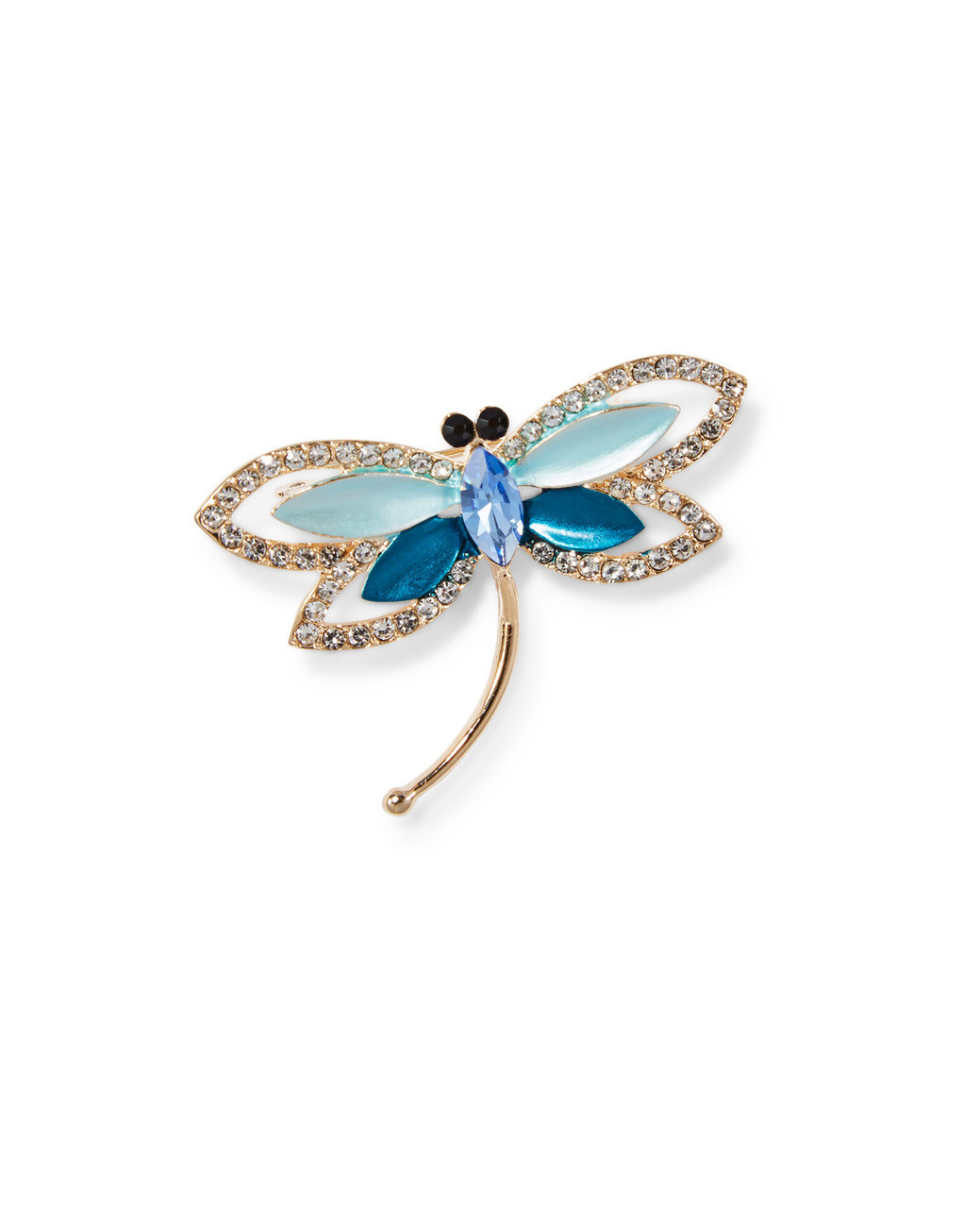 Women's gold and crystal dragonfly brooch