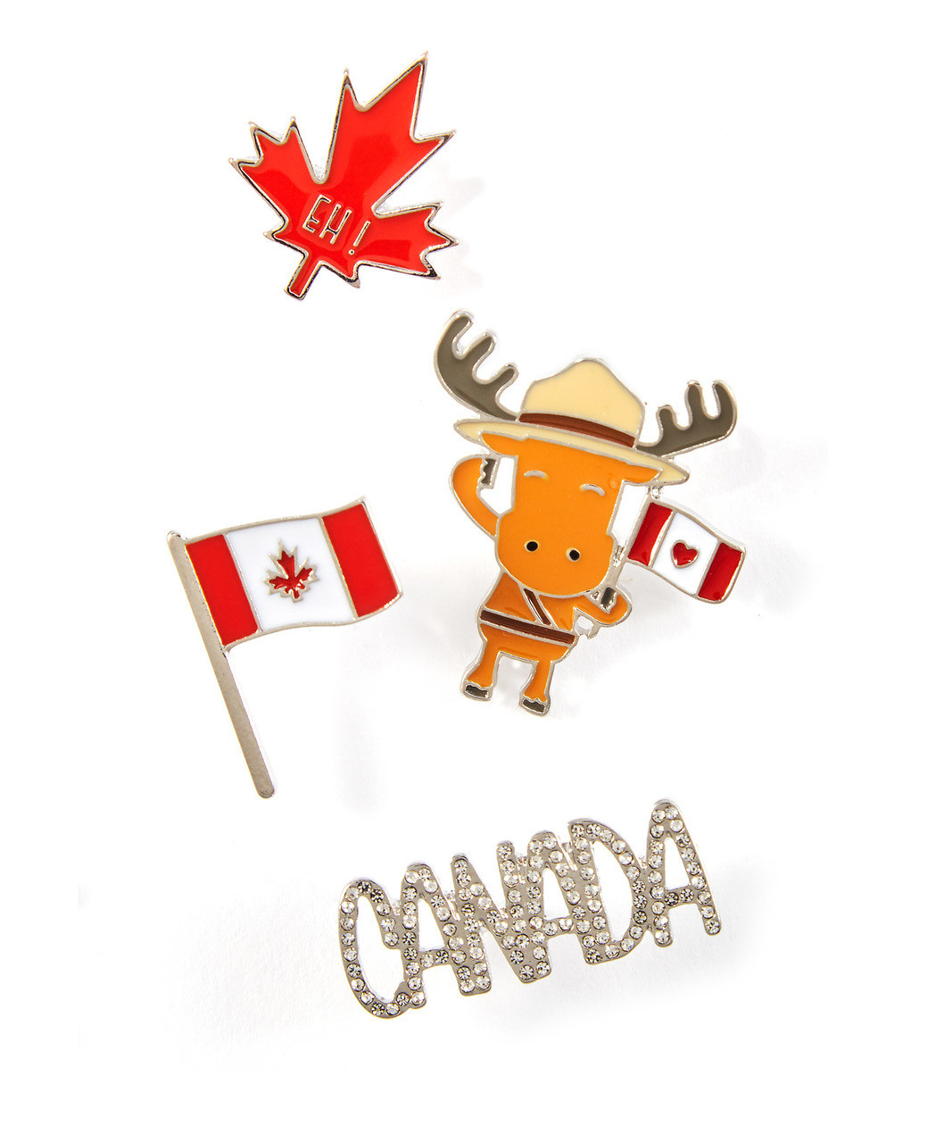 Collection of four Canada flag pins