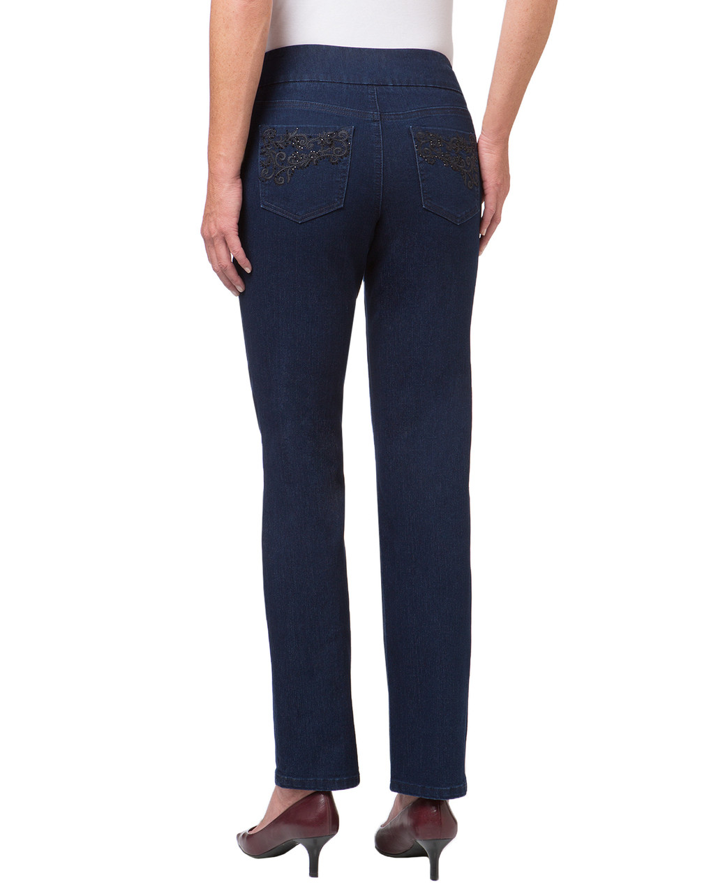 Women's dark blue denim comfort jeans