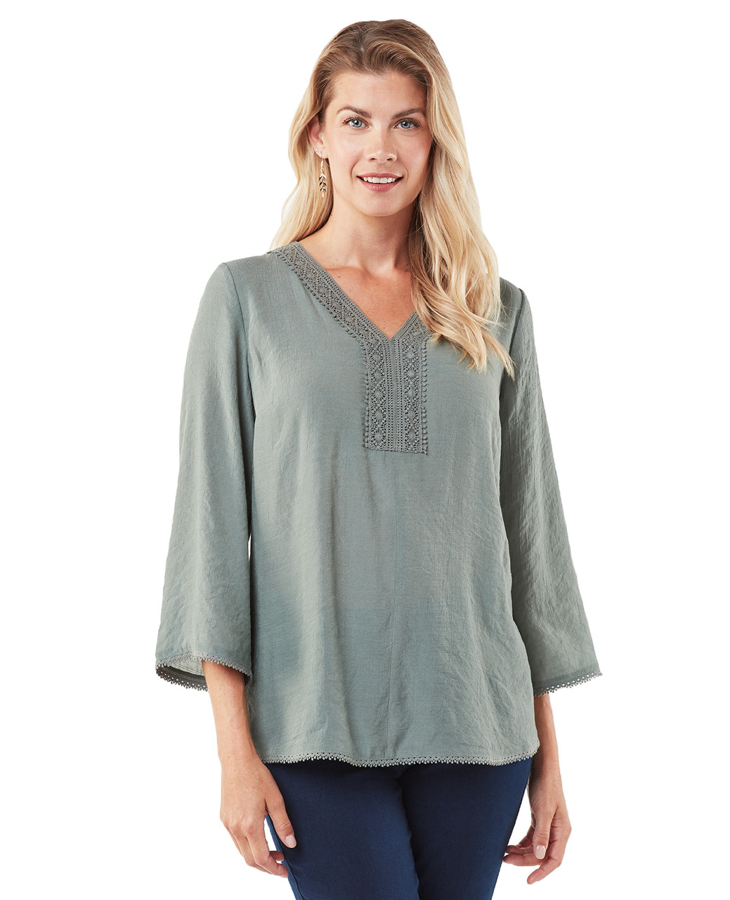 Women's lace trim tunic top
