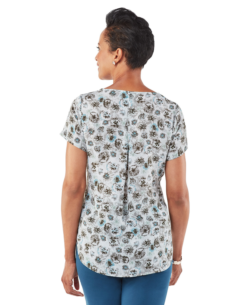 Women's green floral popover shirt
