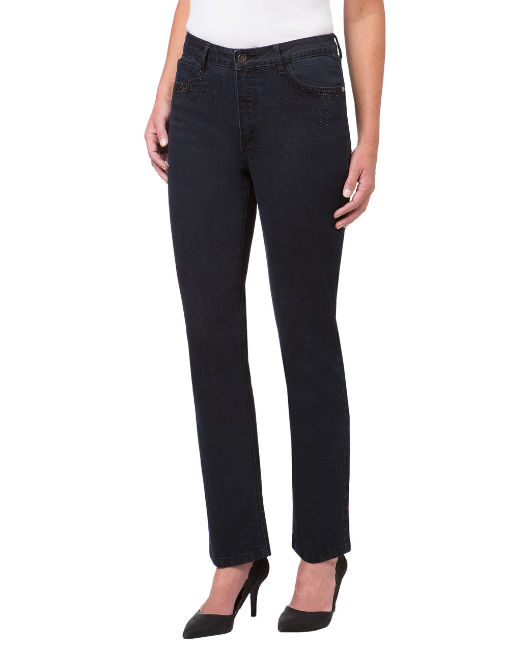 Women's high waisted slim jeans with sparkle
