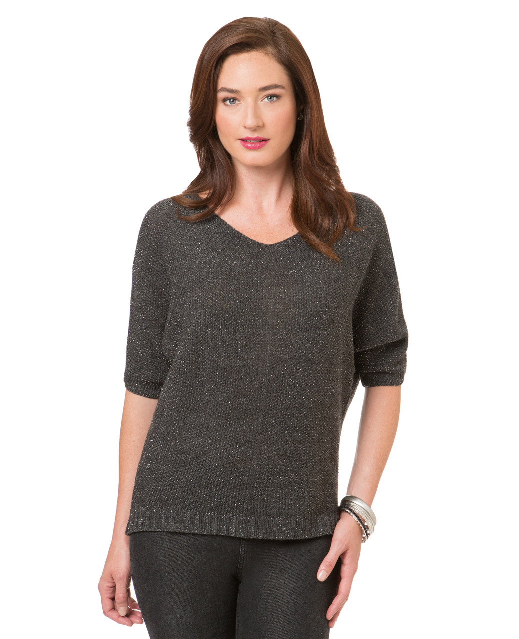 Women's charcoal dolman sleeve top