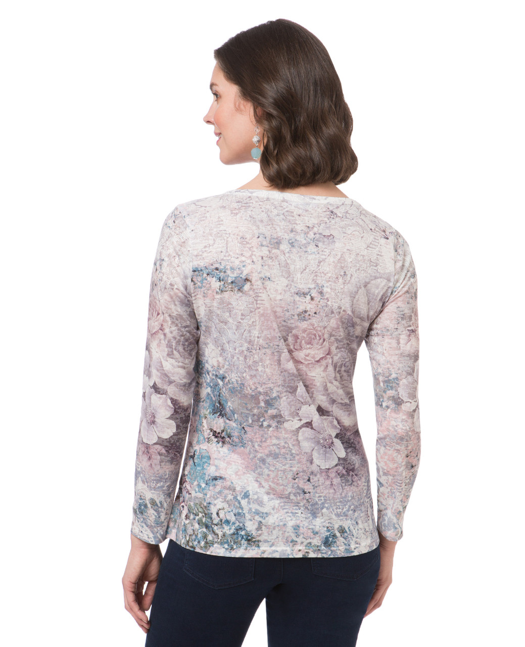 Women's faded pink floral print top