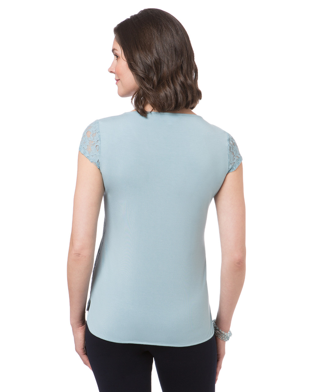 Women's lace trim short sleeve t shirt