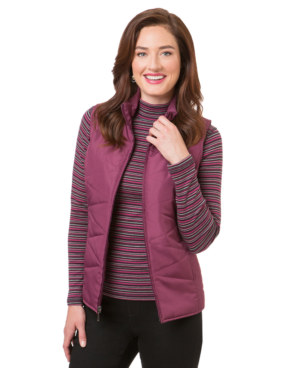 Women's black quilted active vest