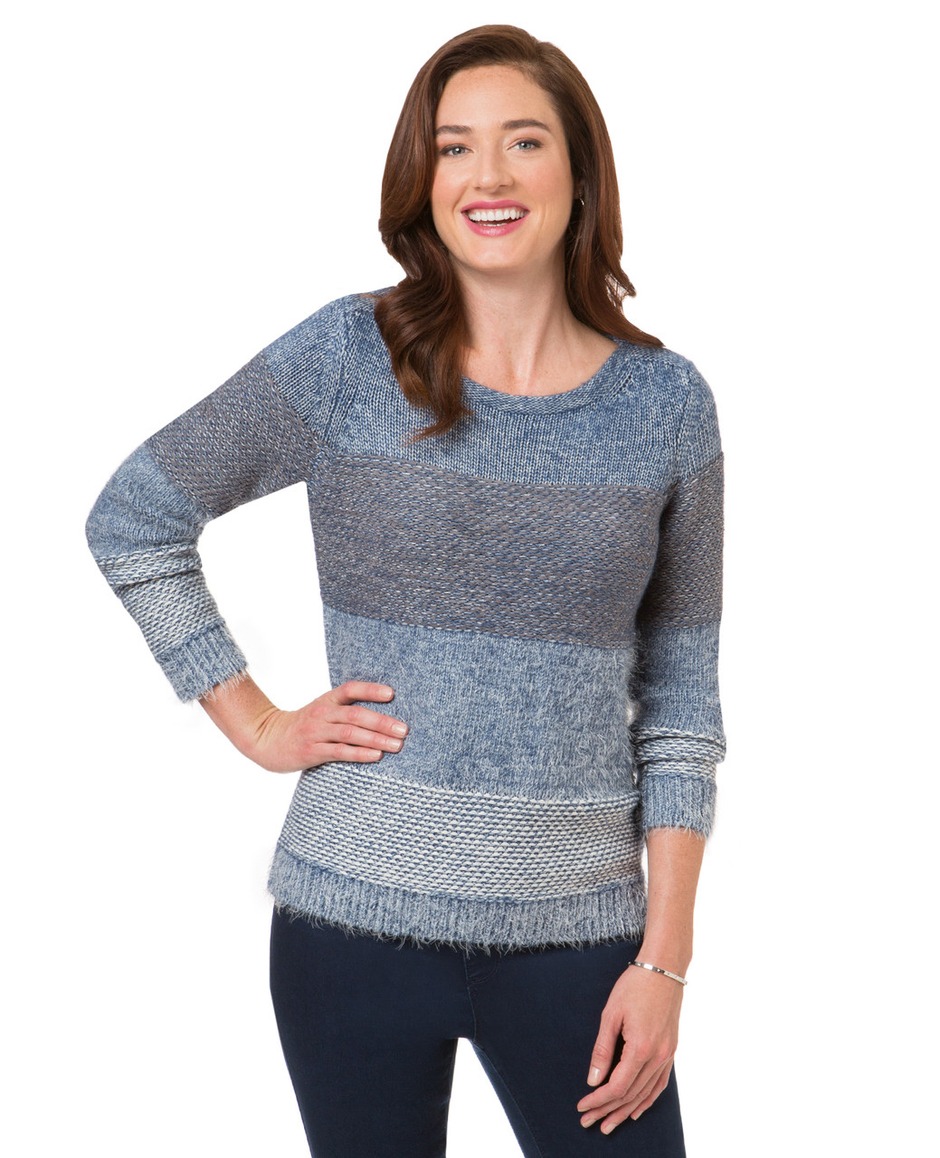 Women's marine navy long sleeve crew neck sweater