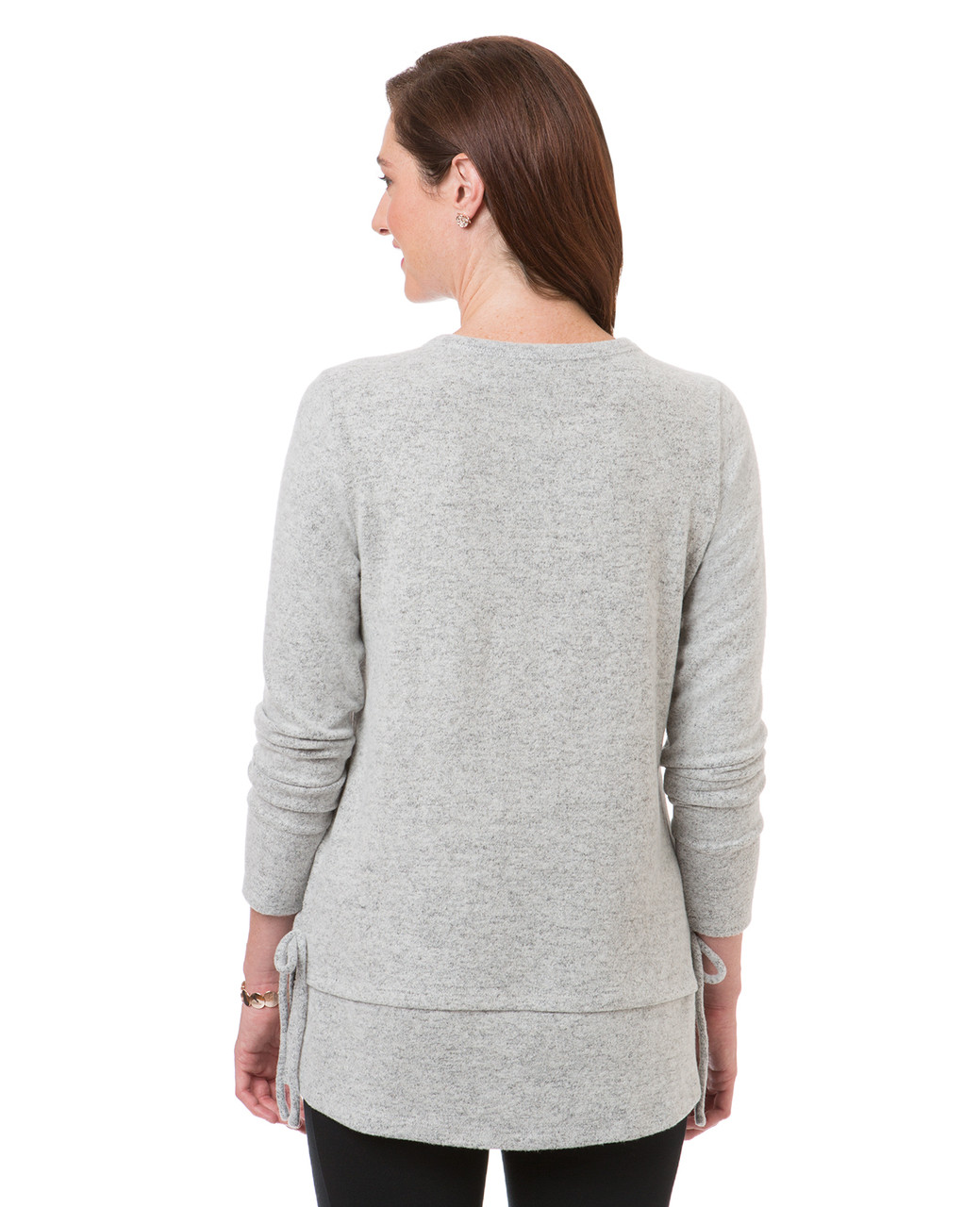 Women's light grey split side sweater