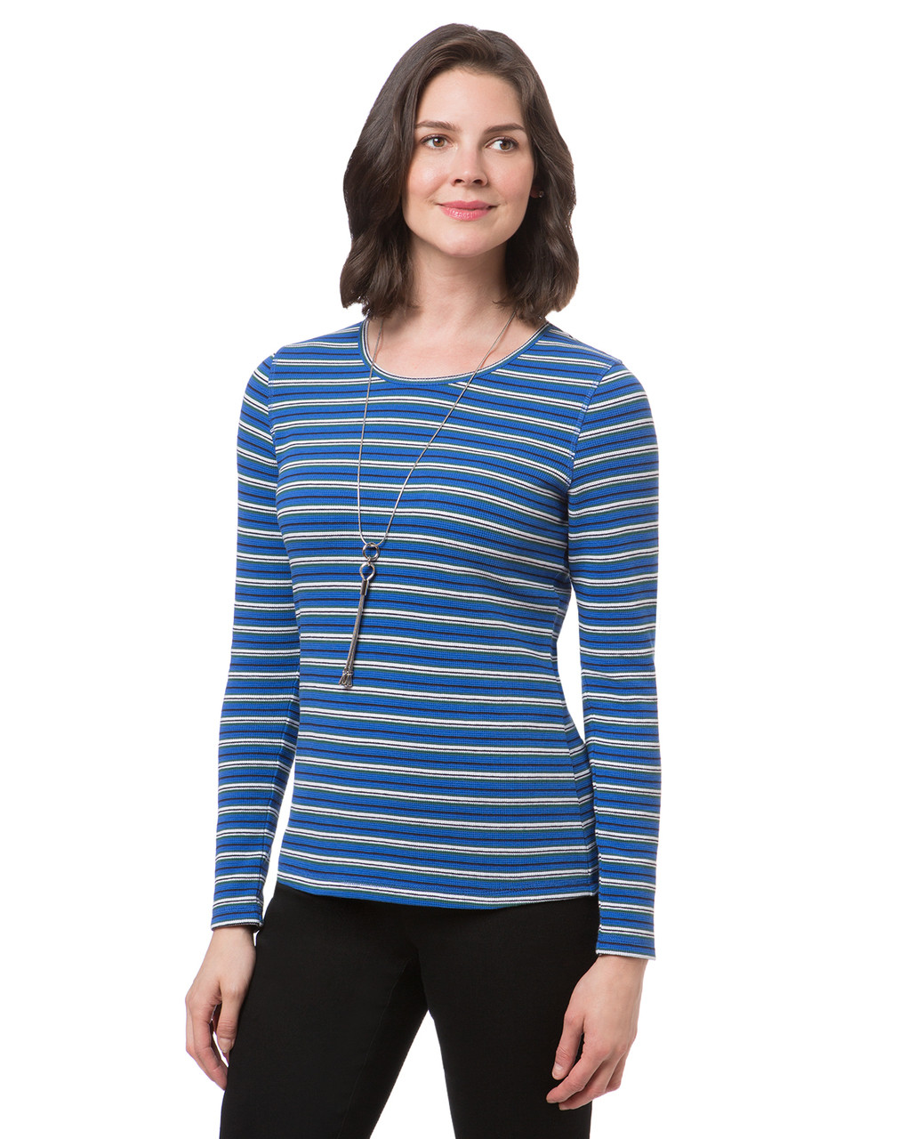 Women's everyday striped long sleeve waffle tee