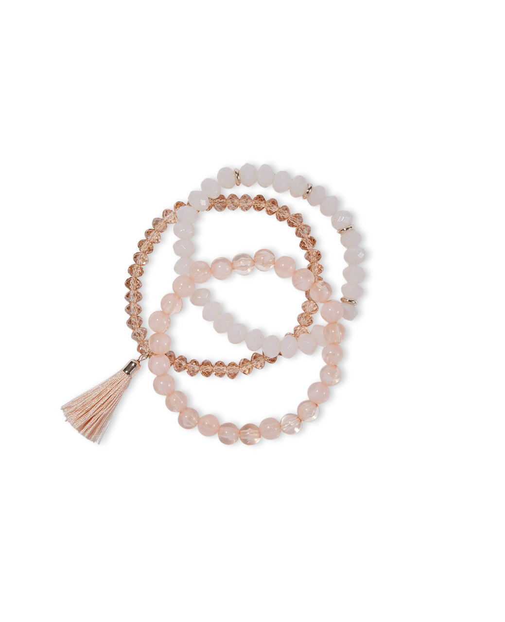 Women's faded pink beaded coil bracelet