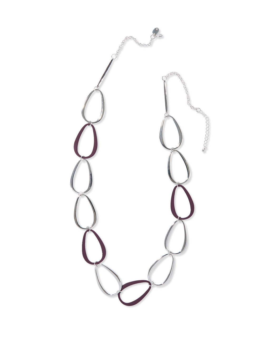Women's velvet purple teardrop linked necklace
