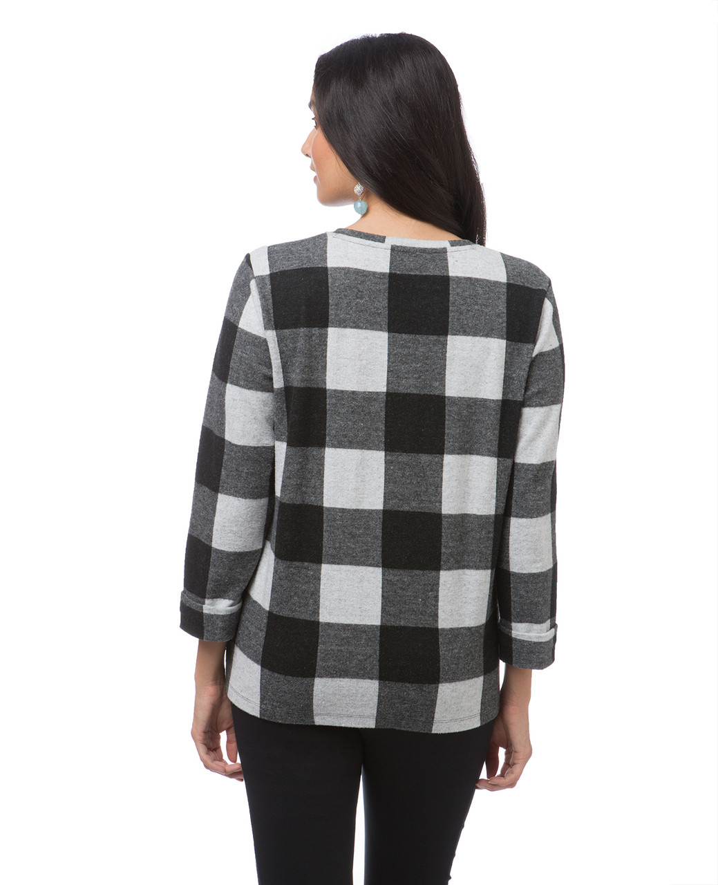 Women's classic black and white plaid pullover