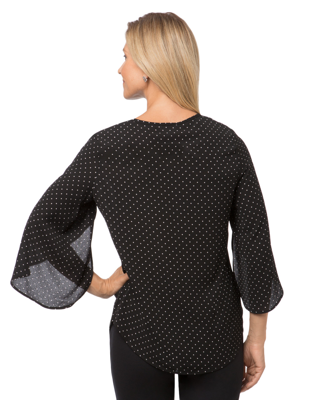 Women's black and white polka dot blouse