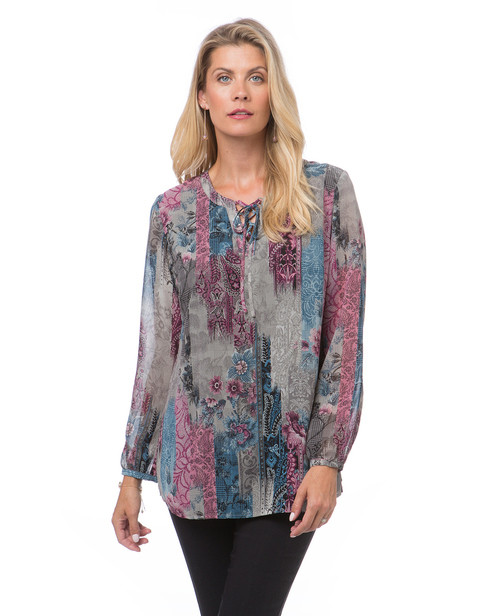 Women's tie neck tunic top