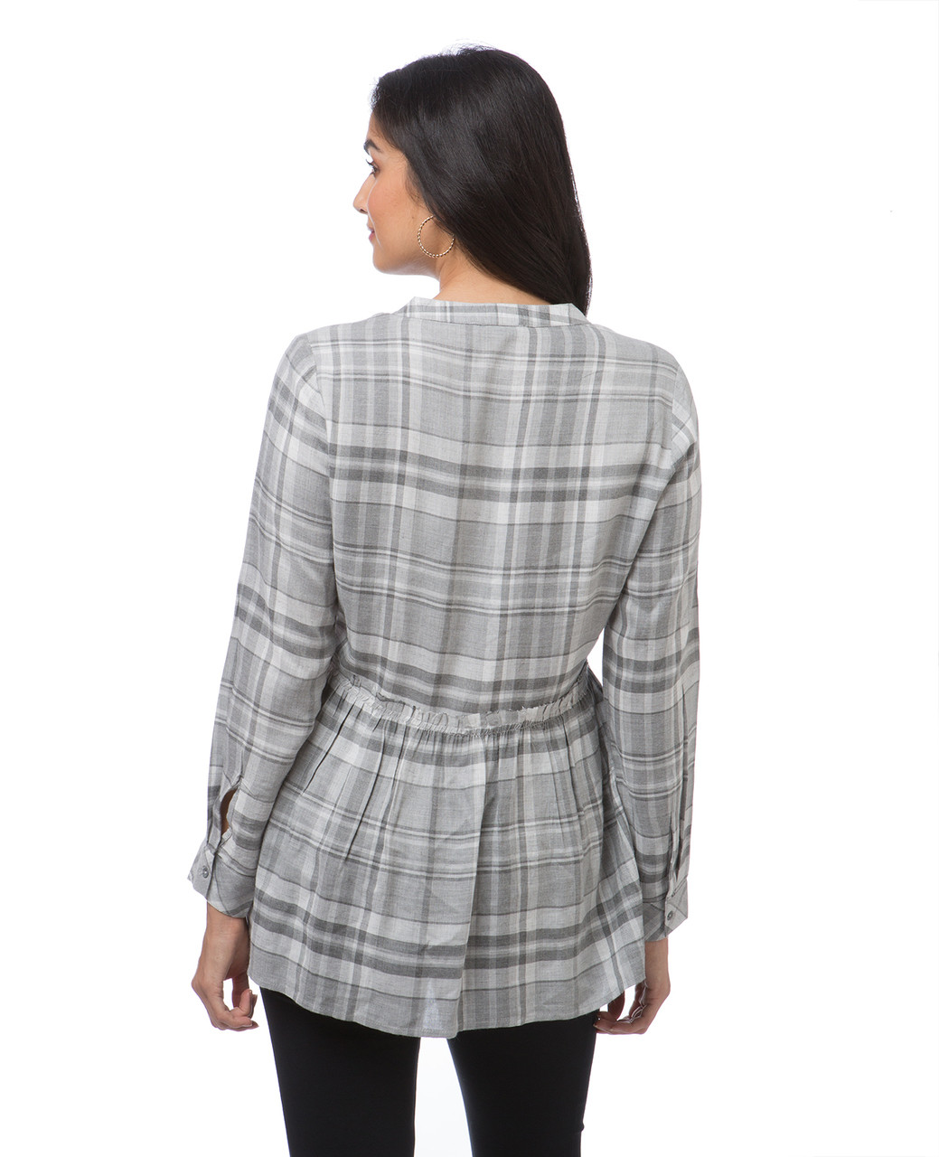 Women's grey plaid swing shirtWomen's grey plaid swing shirt