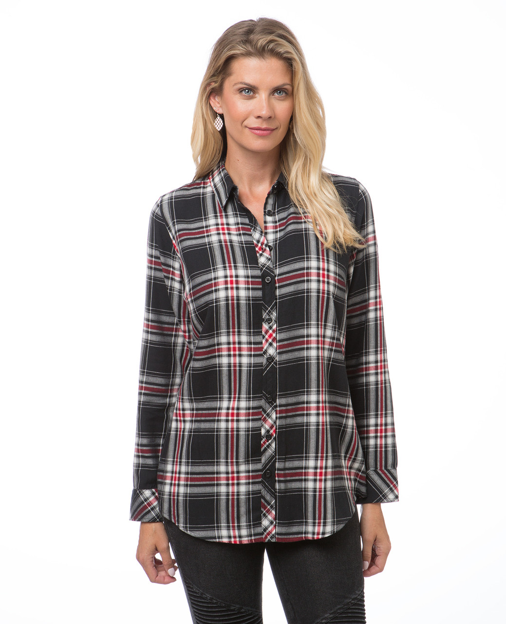 Women's red and black plaid shirt