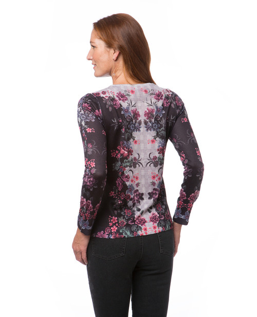 Women's black floral print blouse