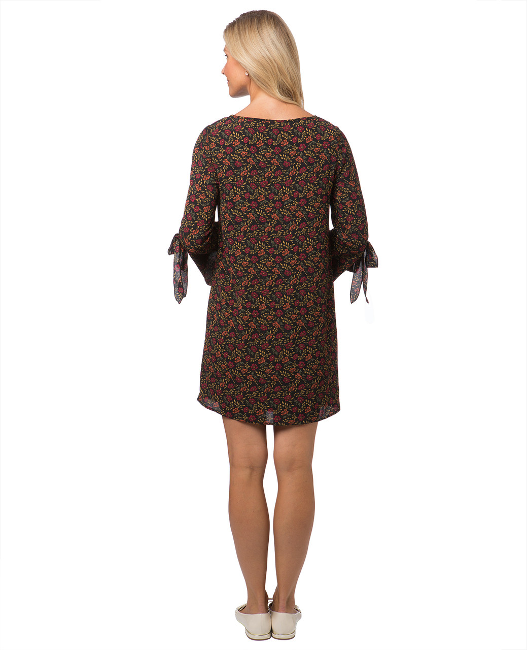 Women's floral print tunic with bell sleeves
