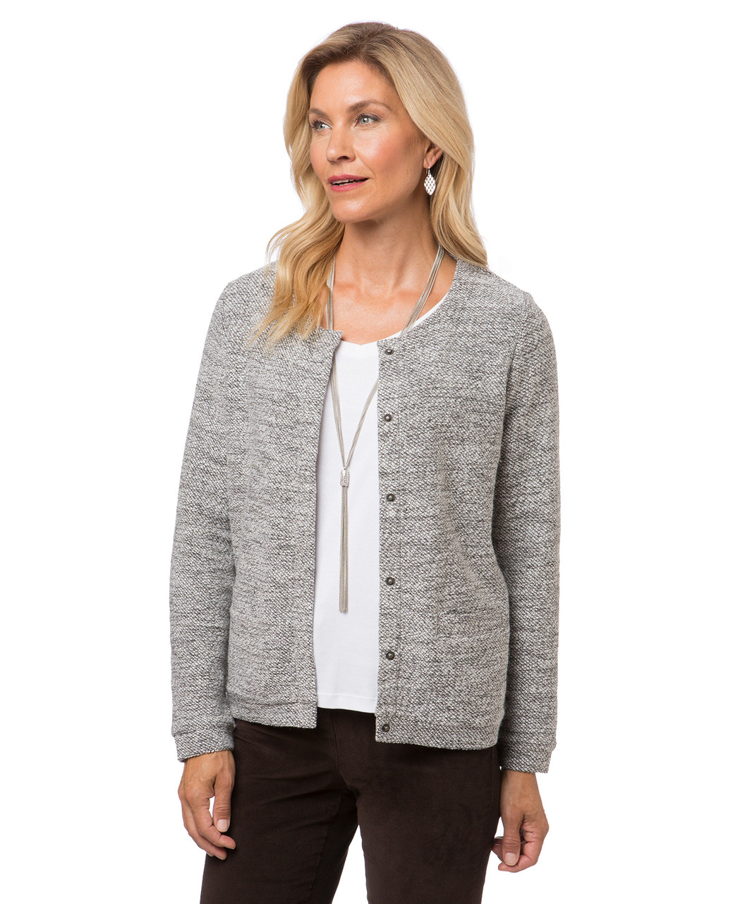 Women's grey button down jacket