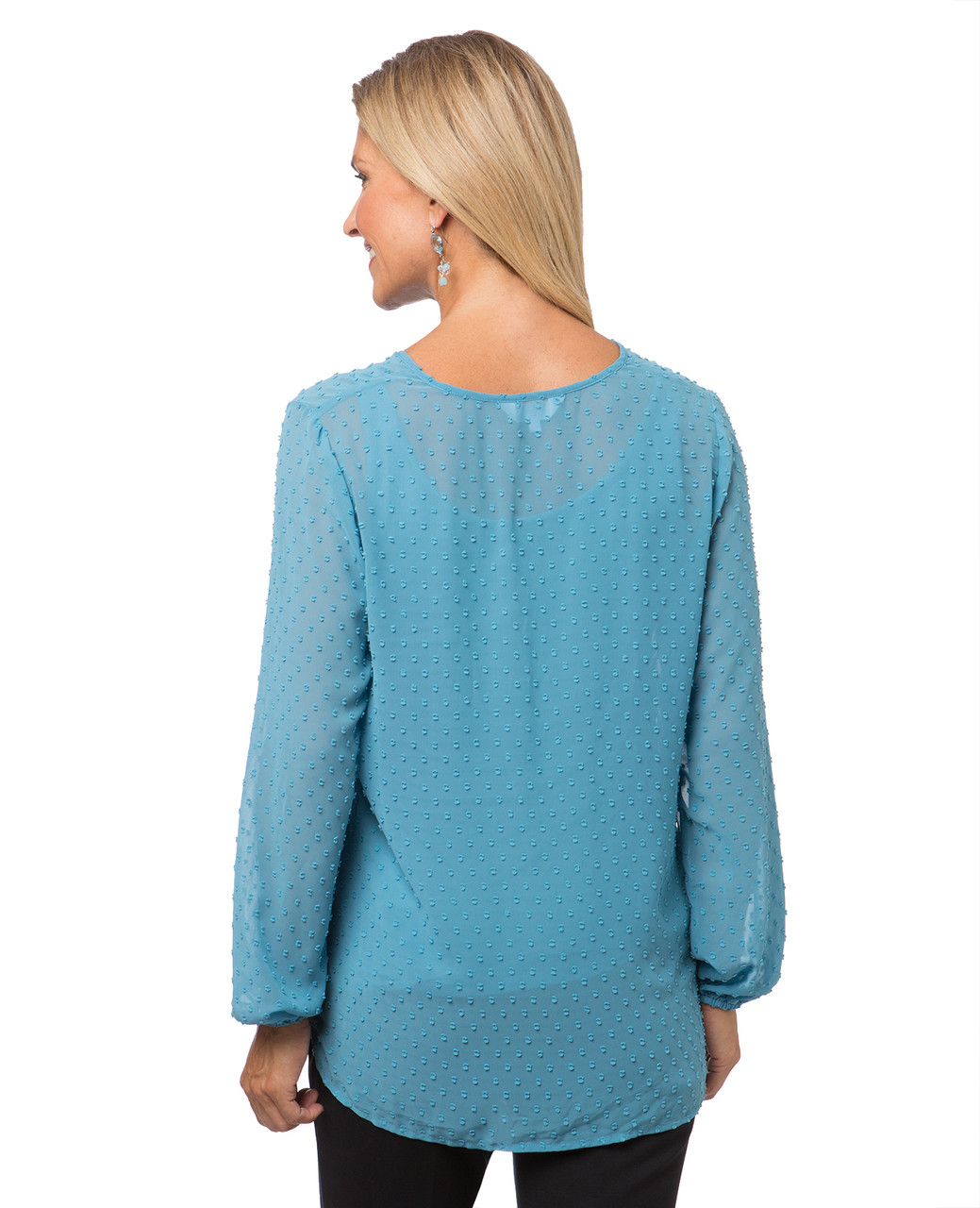 Women's long sleeve swiss dots blouse