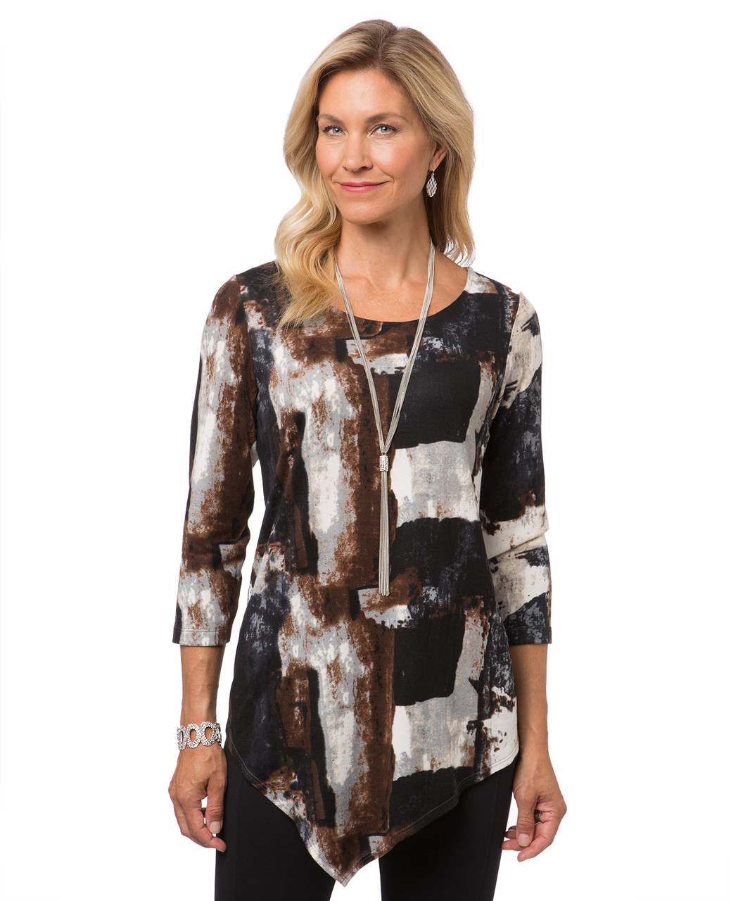 Women's angled hem tunic top