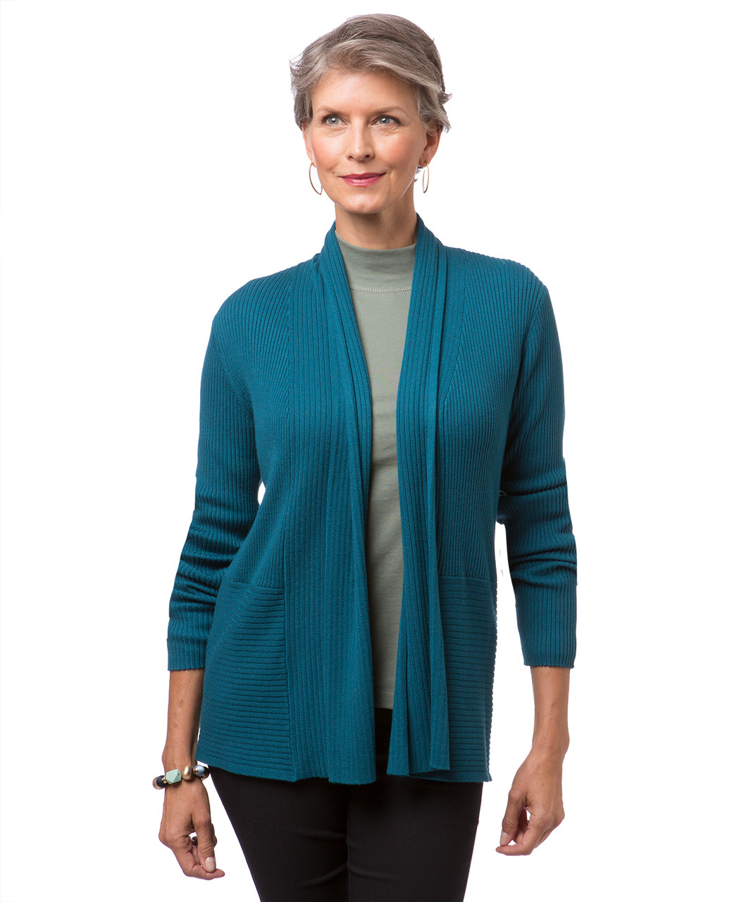 Women's long sleeve open-front cardigan
