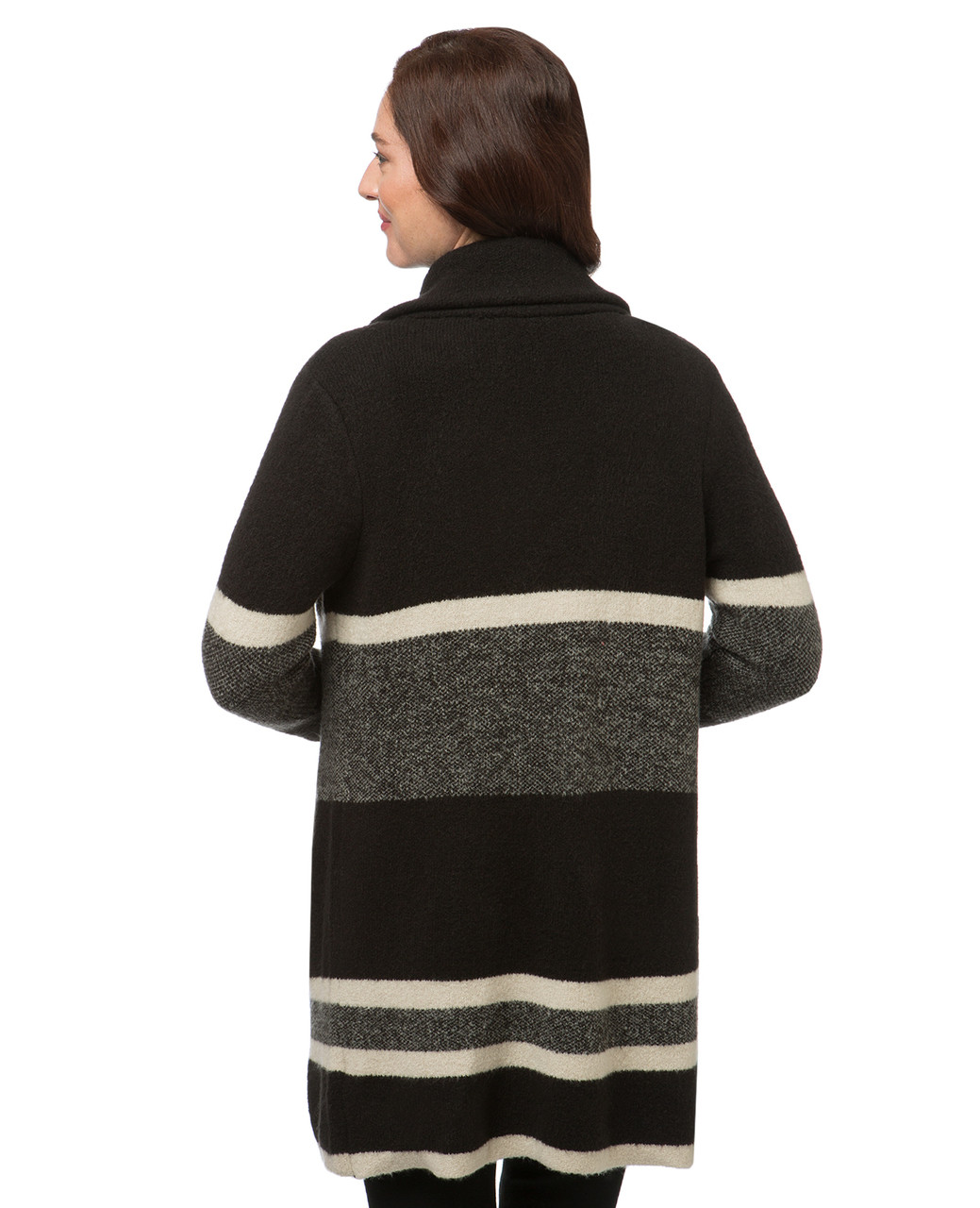 Women's colour block long sweater coat