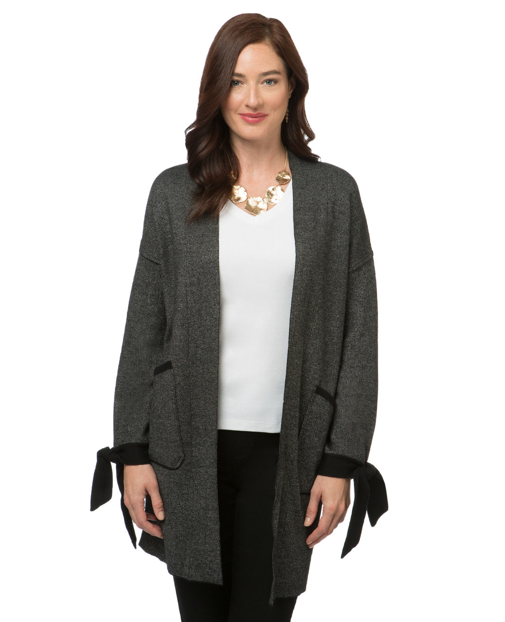 Women's black long cardigan