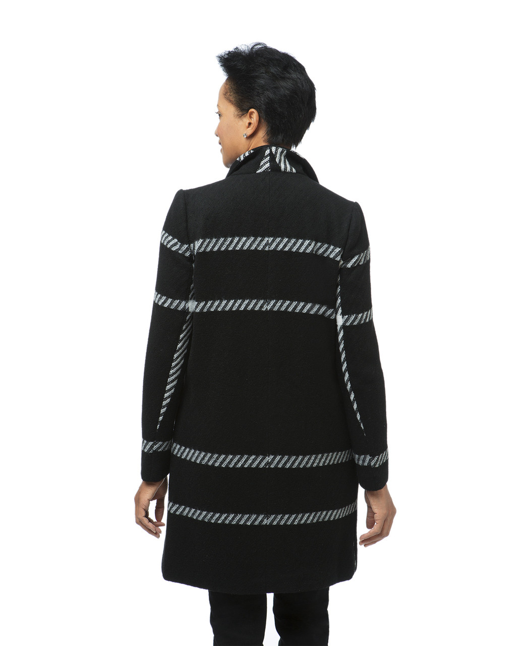Women's grey draped wool blend coat