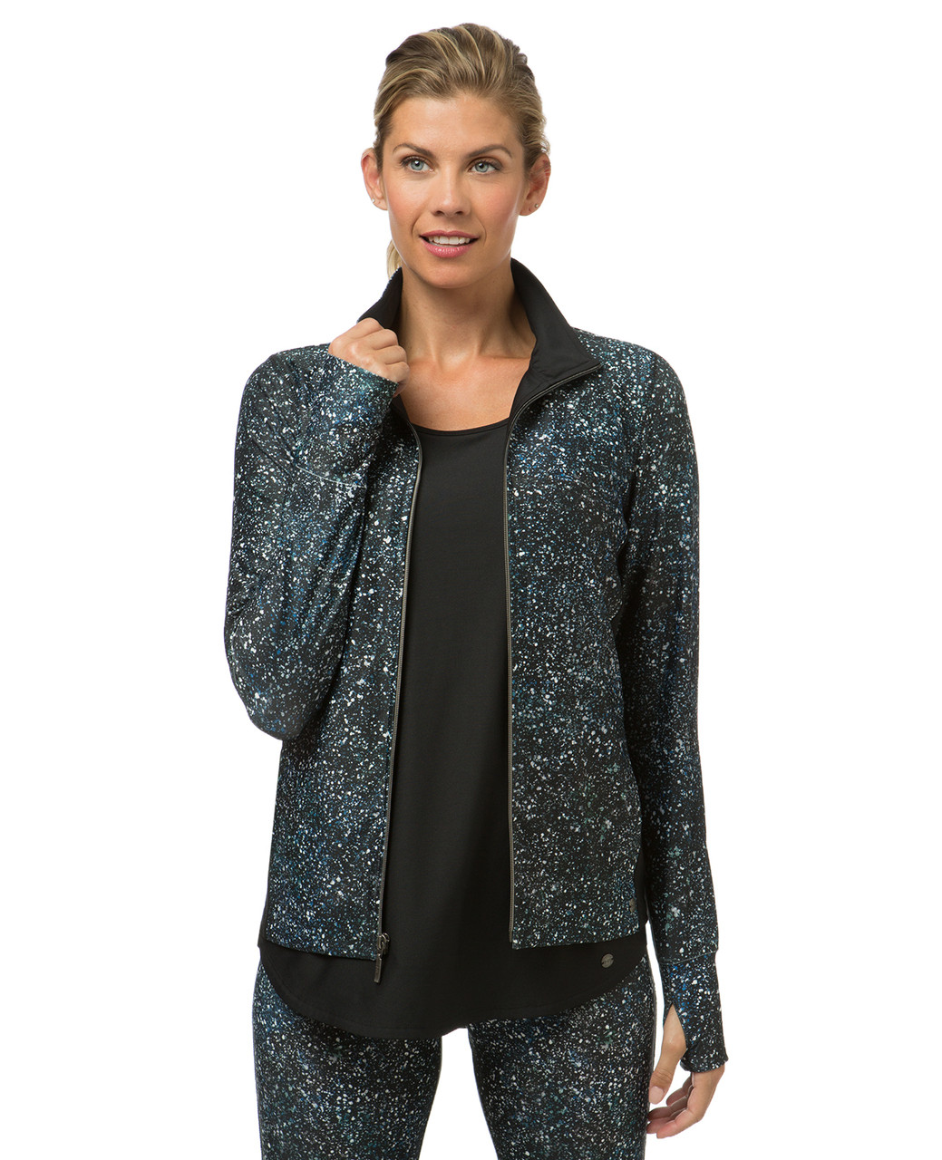 Women's blue printed activewear jacket