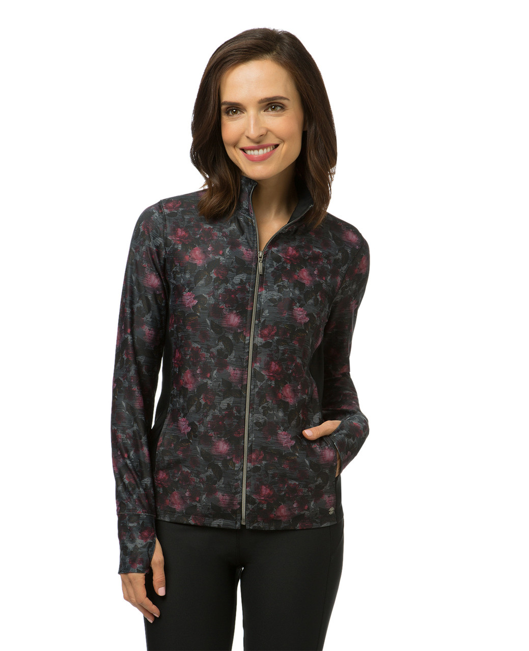 Women's purple printed workout jacket
