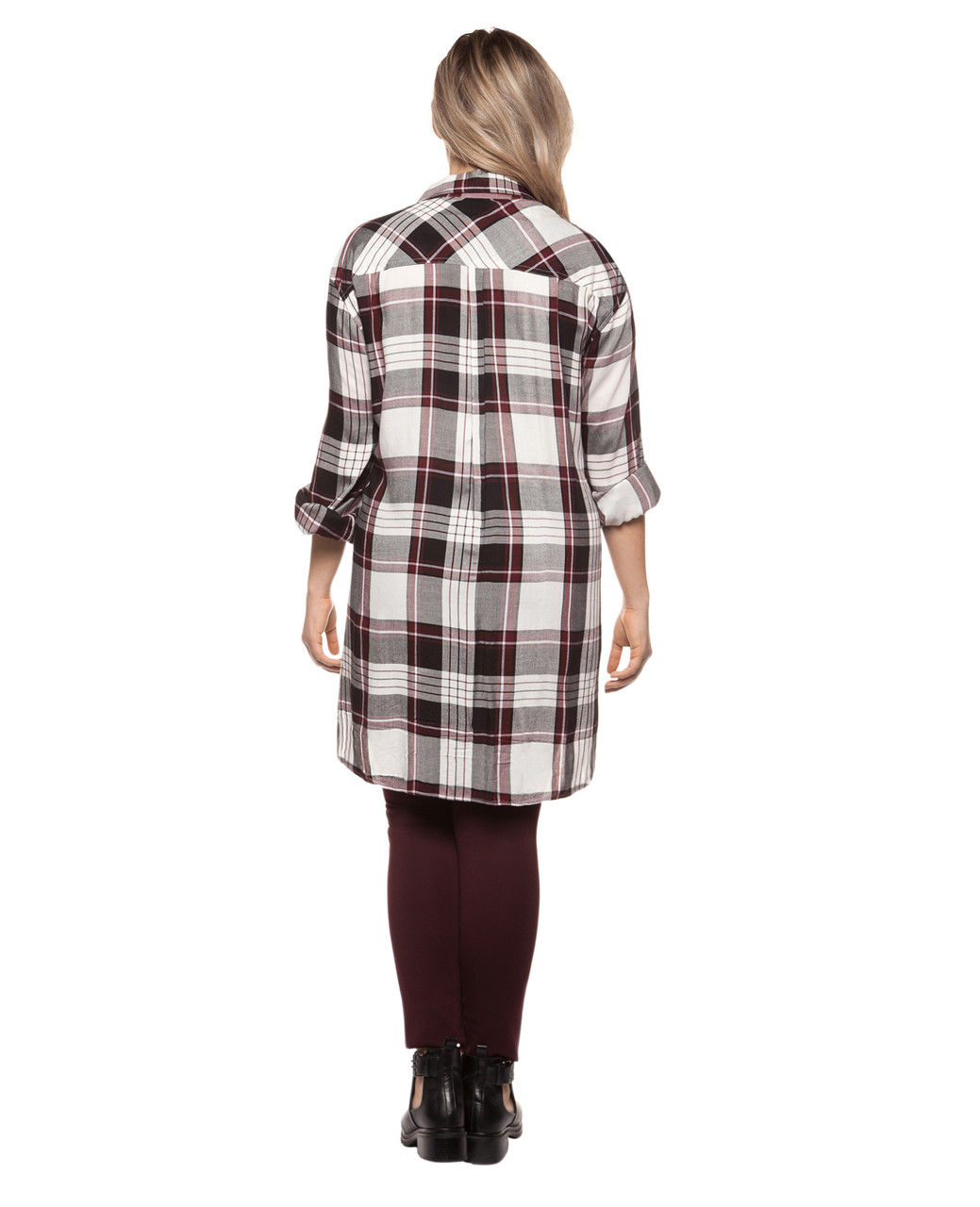 Women's plus size checkered yard dye tunic shirt