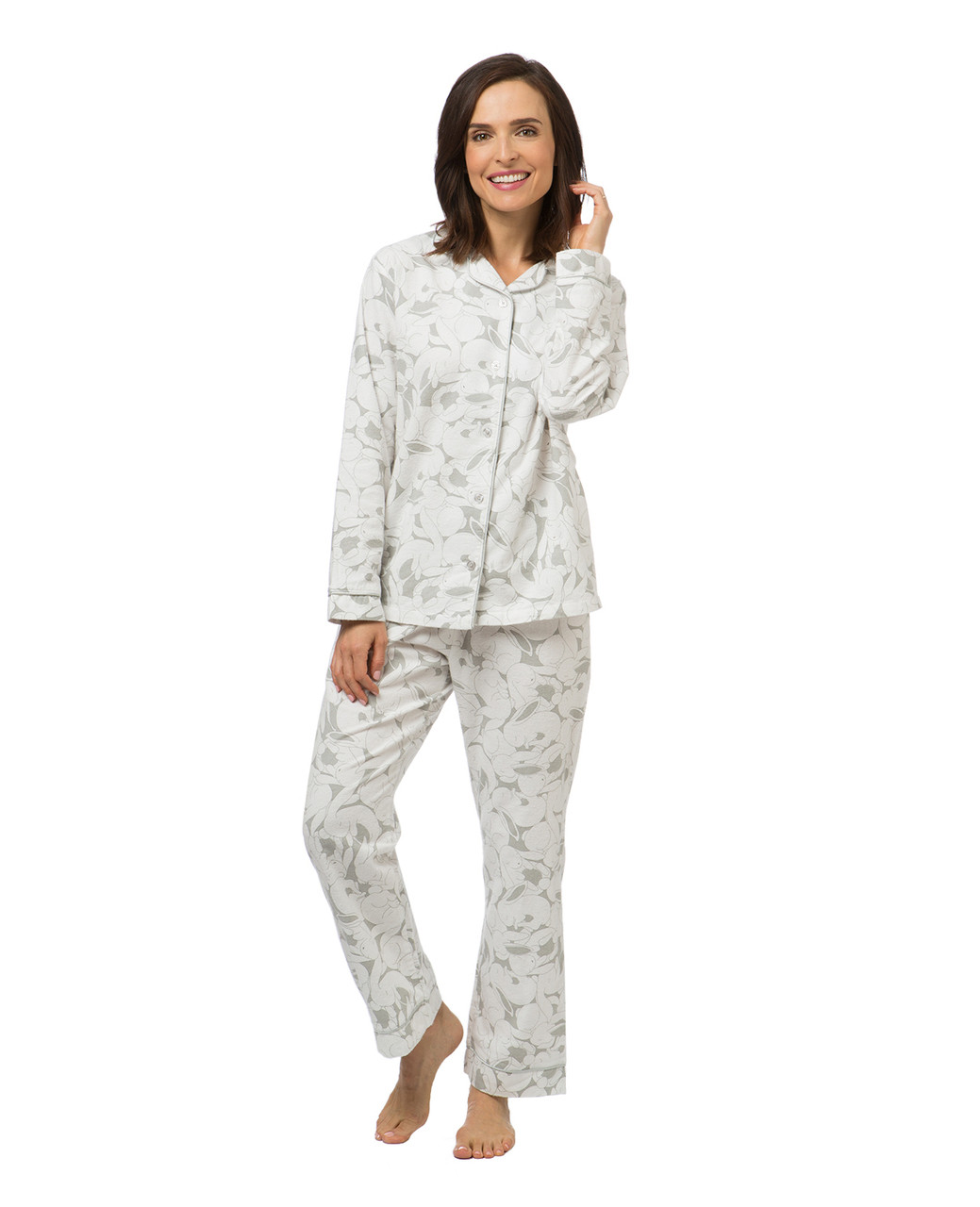 Women's bunny print flannel pyjama set