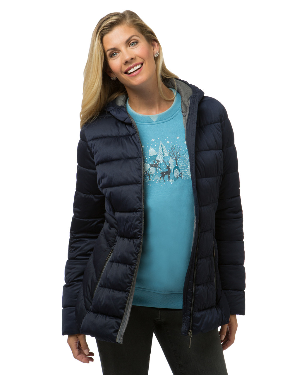 Women's blue winter puffer jacket
