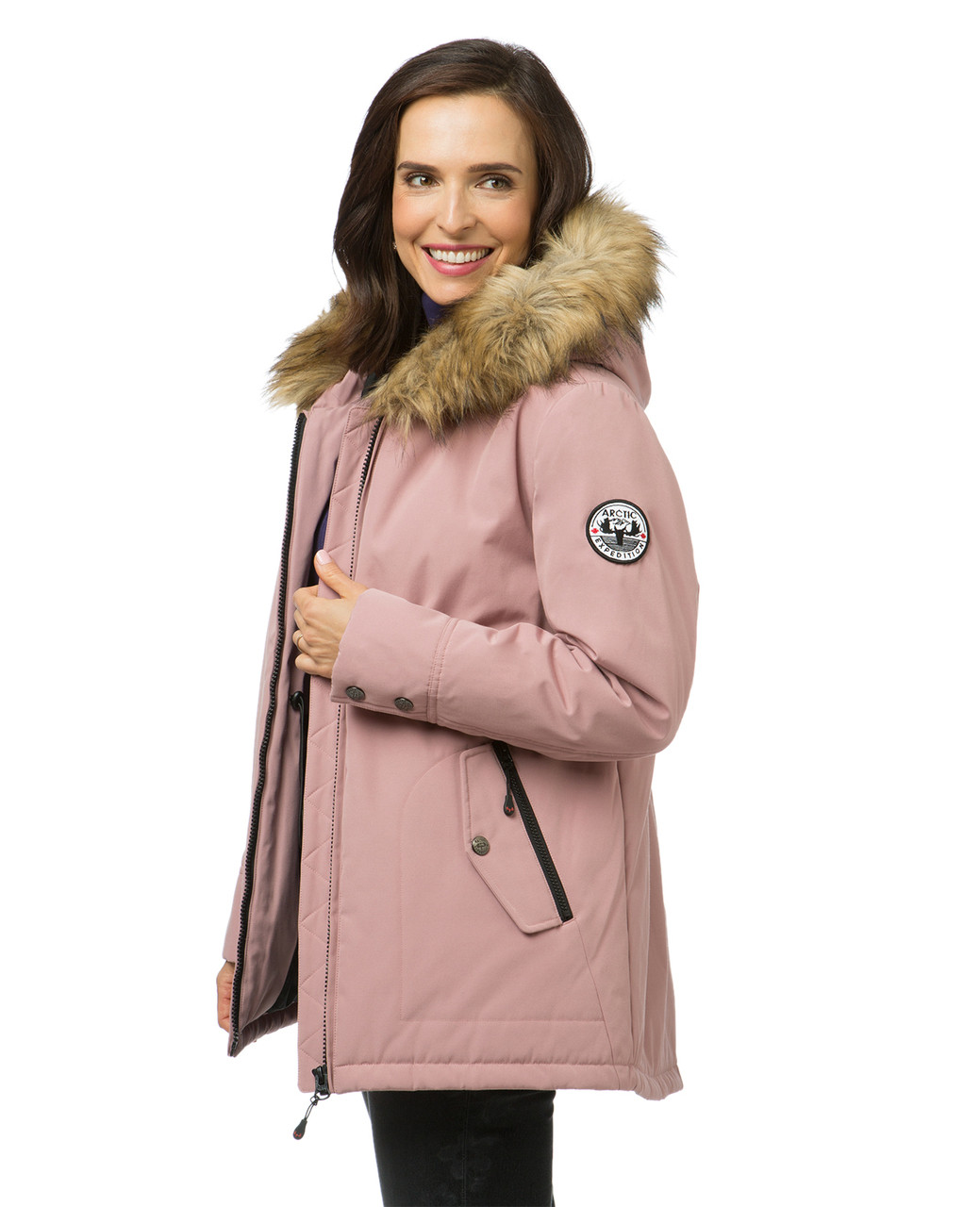 Women's pink quilted winter jacket