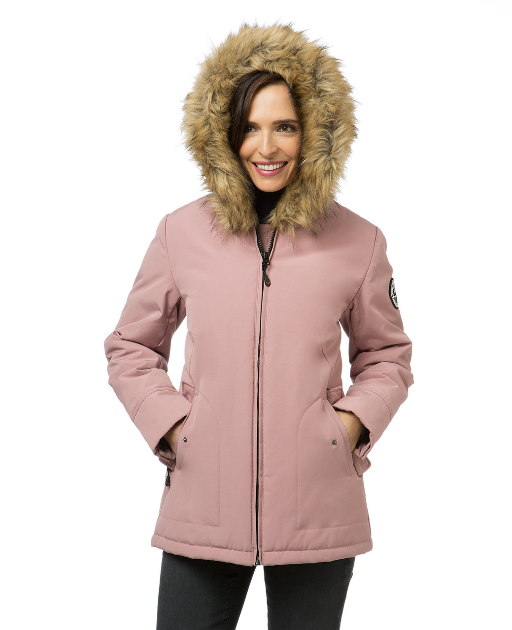 Women's pink quilted winter jacket