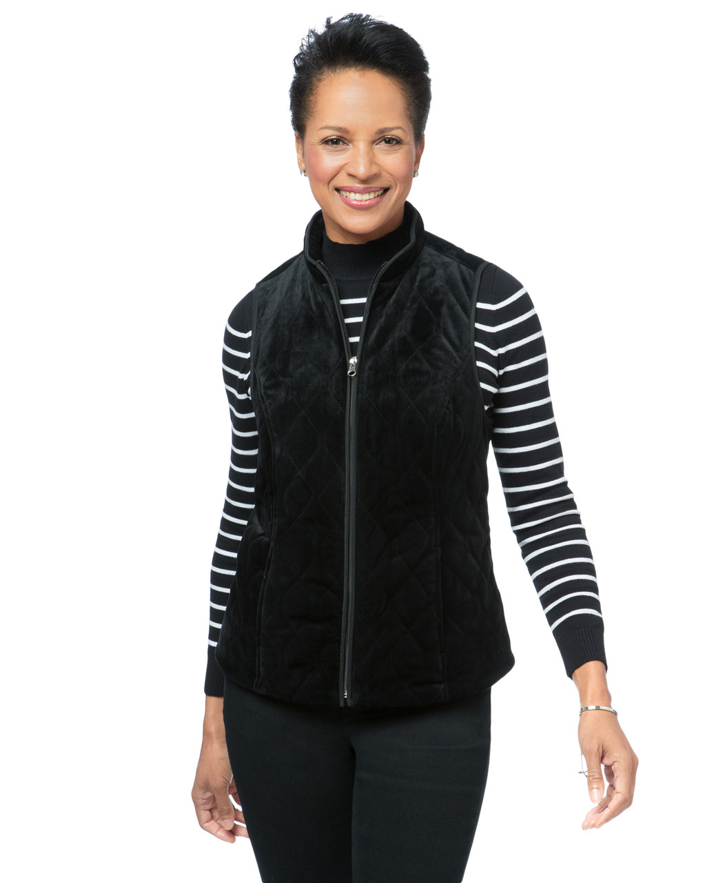 Women's black quilted vest
