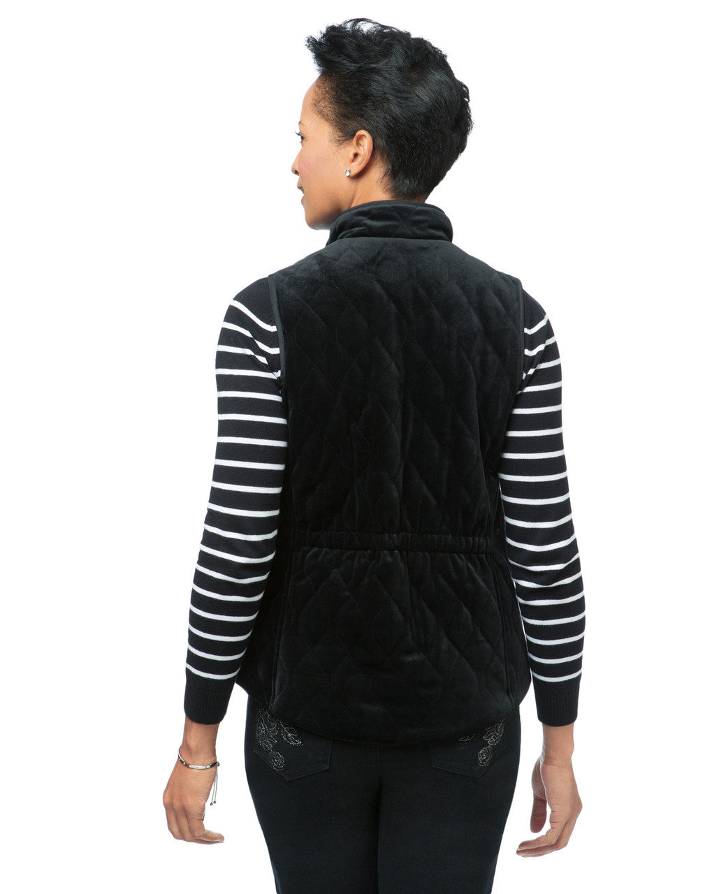Women's black quilted vest
