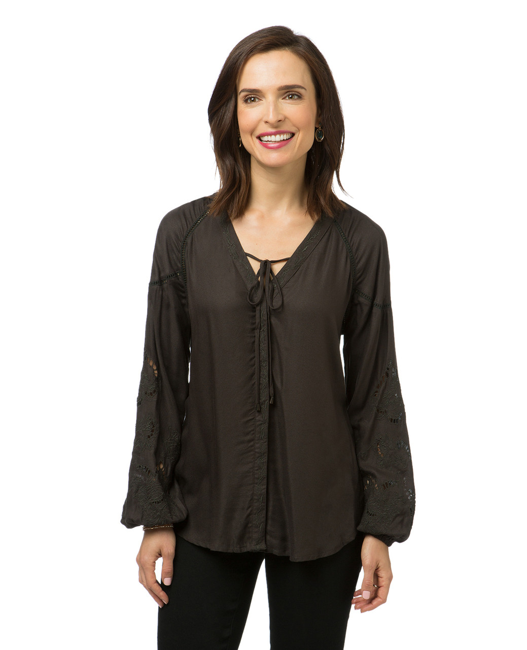 Women's embroidered peasant top